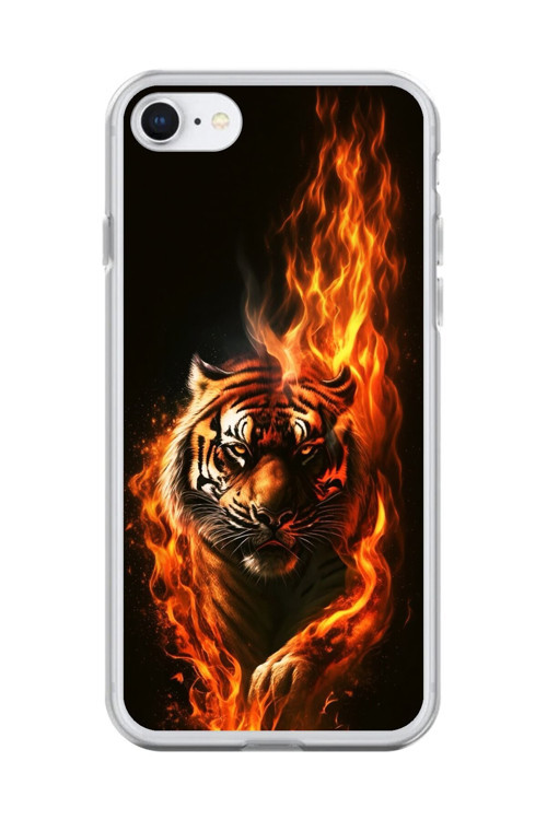 İphone 6 Uyumlu Şeffaf Kılıf Kaplan Tasarımlı