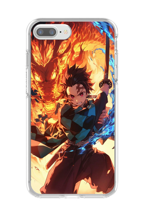 İphone 7 Plus Uyumlu Şeffaf Kılıf Demon Slayer Tasarımlı 1