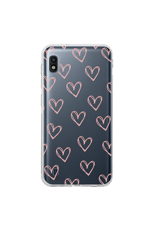 Samsung Galaxy A10 Uyumlu Şeffaf Kılıf Şeffaf Kalp 2 Tasarımlı