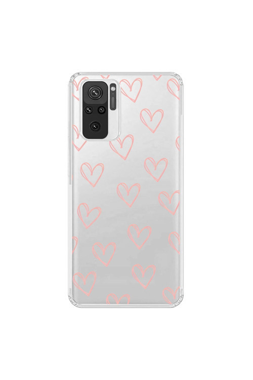 Xiaomi Redmi Note 10 Uyumlu Şeffaf Kılıf Şeffaf Kalp 2 Tasarımlı