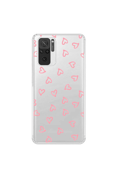 Xiaomi Redmi Note 10 Uyumlu Şeffaf Kılıf Şeffaf Kalp 3 Tasarımlı