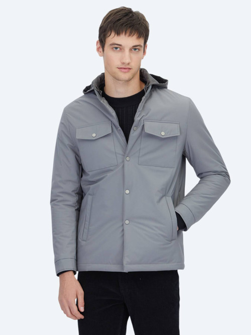 Gri Regular Fit Micro Jel Elyaflı Spor Ceket