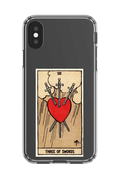 İphone X Uyumlu Şeffaf Kılıf Three Of Swords Tasarımlı