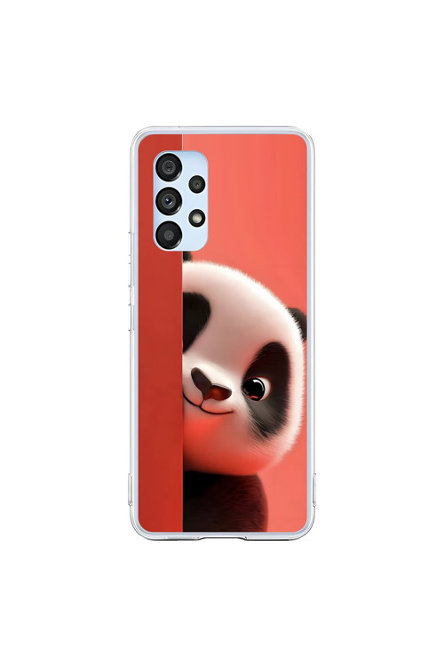 Samsung Galaxy A53 Uyumlu Şeffaf Kılıf 4 Peluş Panda Tasarımlı