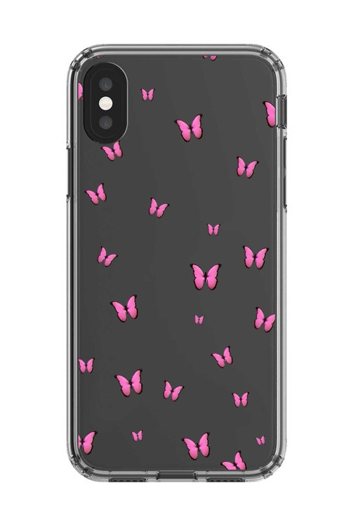 İphone X Uyumlu Şeffaf Kılıf Şeffaf Şeffaf Kelebek 2 Tasarımlı