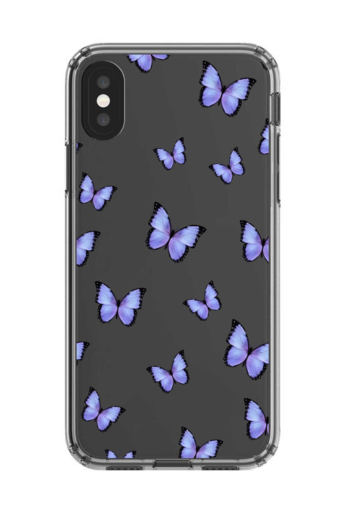 İphone X Uyumlu Şeffaf Kılıf Şeffaf Şeffaf Kelebek 3 Tasarımlı