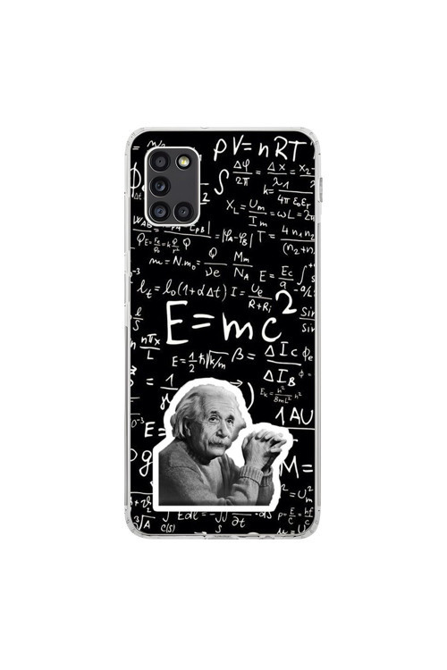 Samsung Galaxy A31 Uyumlu Şeffaf Kılıf Einstein Tasarımlı