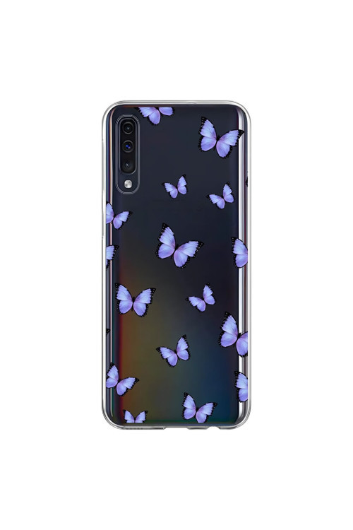 Samsung Galaxy A70 Uyumlu Şeffaf Kılıf Kelebek 3 Tasarımlı