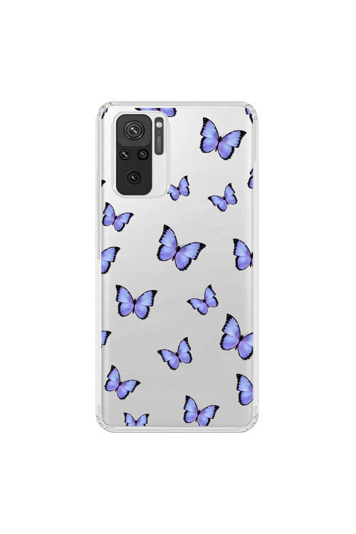 Xiaomi Redmi Note 10 Uyumlu Şeffaf Kılıf Kelebek 3 Tasarımlı