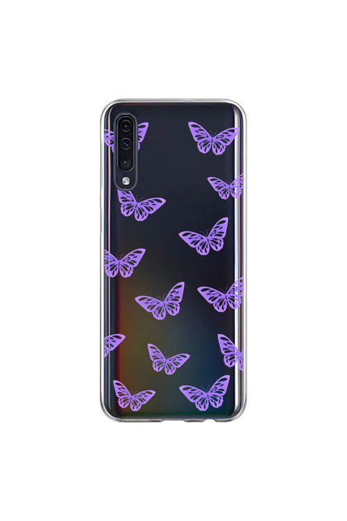Samsung Galaxy A70 Uyumlu Şeffaf Kılıf Kelebek 4 Tasarımlı