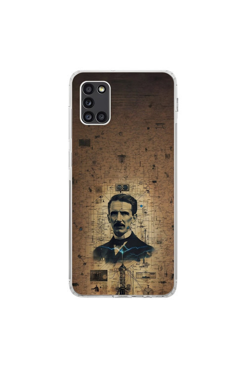 Samsung Galaxy A31 Uyumlu Şeffaf Kılıf Tesla Tasarımlı