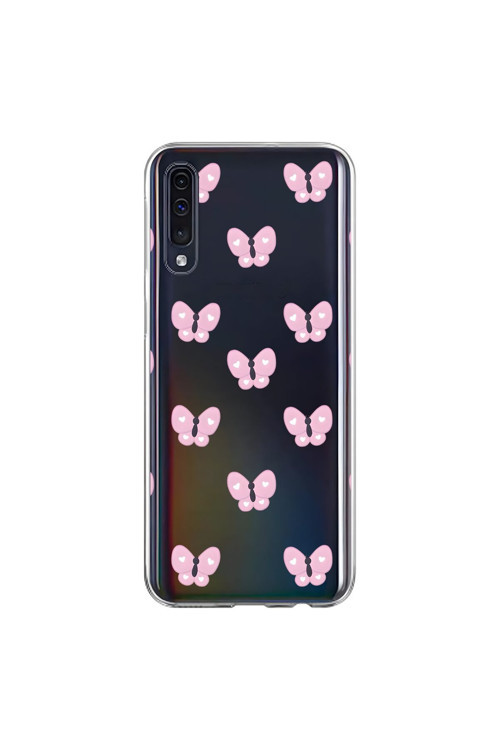 Samsung Galaxy A70 Uyumlu Şeffaf Kılıf Kelebek 1 Tasarımlı