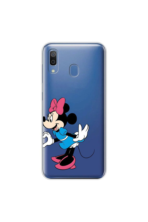Samsung Galaxy A20 Uyumlu Şeffaf Kılıf Couple Minnie 2 Tasarımlı