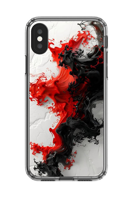 İphone X Uyumlu Şeffaf Kılıf Renkli Boya 1 Tasarımlı