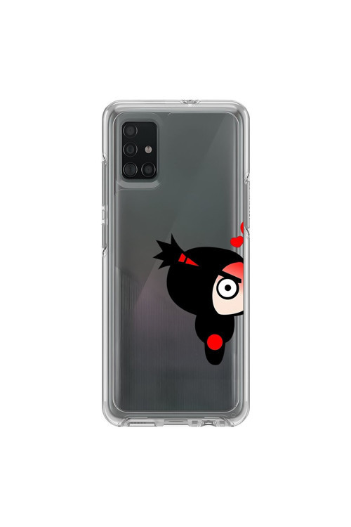 Samsung Galaxy A71 Uyumlu Şeffaf Kılıf Couple Pucca 1 Tasarımlı