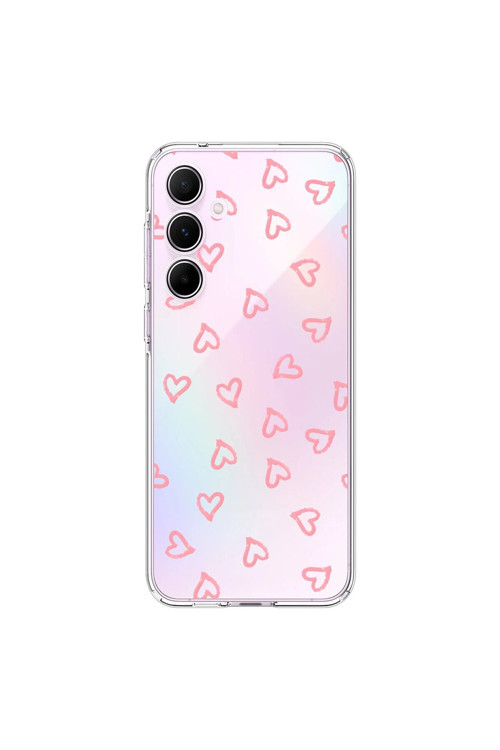Samsung Galaxy A55 Uyumlu Şeffaf Kılıf Şeffaf Kalp 3 Tasarımlı