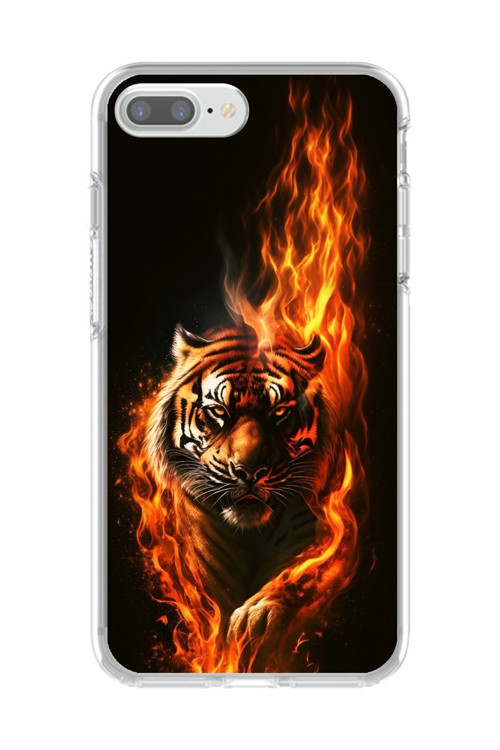 İphone 7 Plus Uyumlu Şeffaf Kılıf Kaplan Tasarımlı