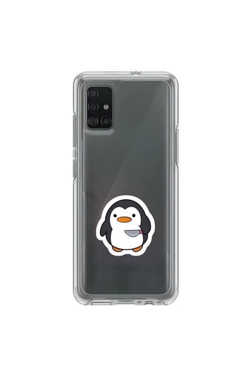 Samsung Galaxy A71 Uyumlu Şeffaf Kılıf Couple Penguen 2 Tasarımlı