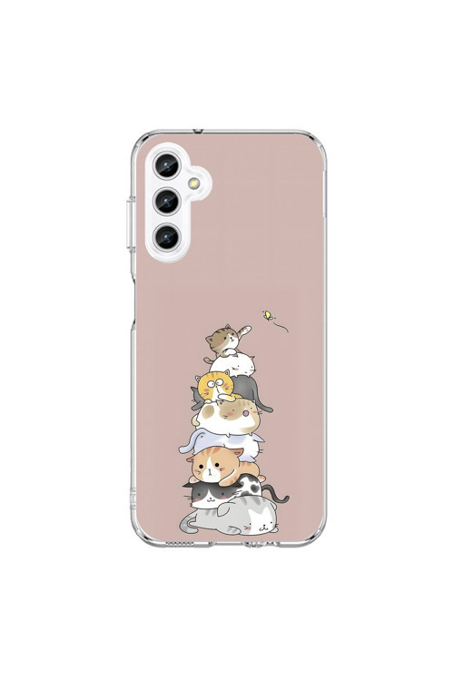 Samsung Galaxy A25 Uyumlu Şeffaf Kılıf Kedişler 1 Tasarımlı