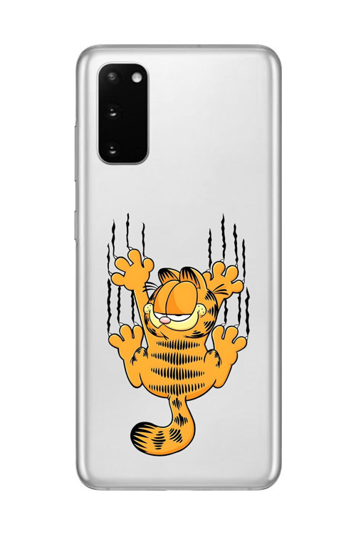Samsung Galaxy S20+ Uyumlu Şeffaf Kılıf Cartoon Garfield 4 Tasarımlı