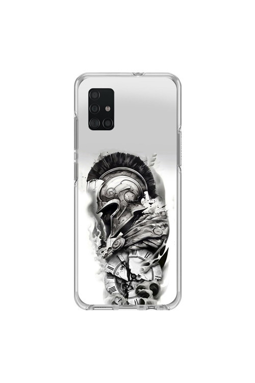 Samsung Galaxy A71 Uyumlu Şeffaf Kılıf Spartan 3 Tasarımlı
