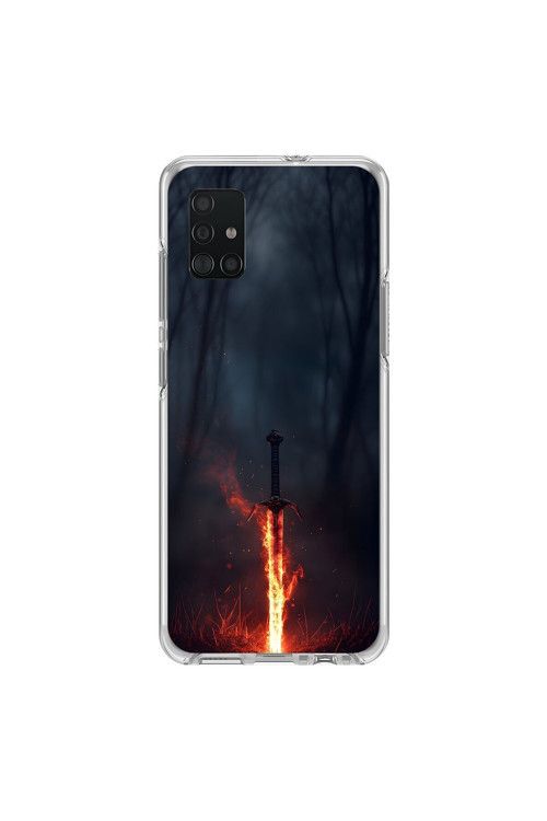Samsung Galaxy A71 Uyumlu Şeffaf Kılıf Kılıç Tasarımlı