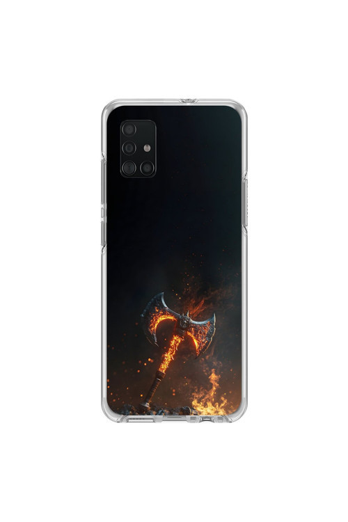 Samsung Galaxy A71 Uyumlu Şeffaf Kılıf Balta Tasarımlı