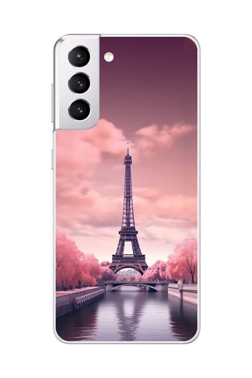 Samsung Galaxy S21 Uyumlu Şeffaf Kılıf Paris 3 Tasarımlı