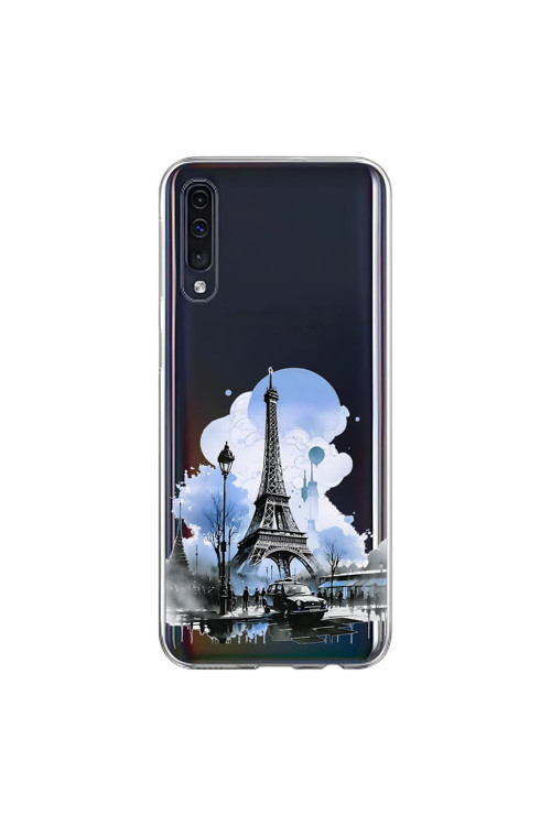 Samsung Galaxy A70 Uyumlu Şeffaf Kılıf Paris 2 Tasarımlı