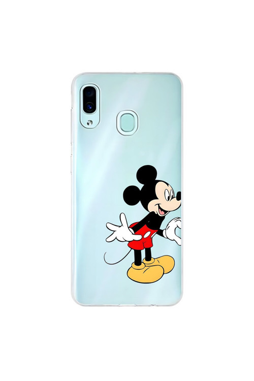 Samsung Galaxy A30 Uyumlu Şeffaf Kılıf Couple Mickey 1 Tasarımlı