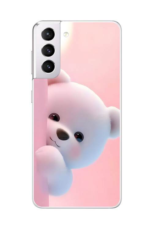 Samsung Galaxy S21 Uyumlu Şeffaf Kılıf 1 Peluş Ayıcık Tasarımlı