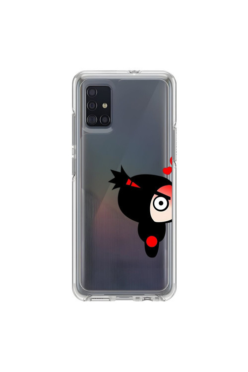 Samsung Galaxy A51 Uyumlu Şeffaf Kılıf Couple Pucca 1 Tasarımlı