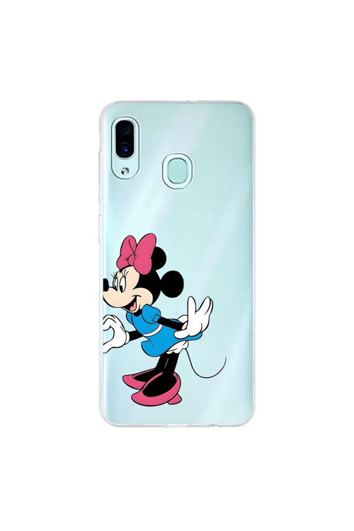 Samsung Galaxy A30 Uyumlu Şeffaf Kılıf Couple Minnie 2 Tasarımlı