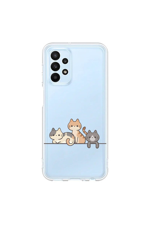 Samsung Galaxy A23 Uyumlu Şeffaf Kılıf Kedişler 4 Tasarımlı