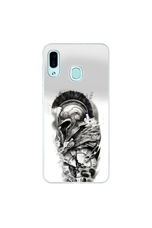 Samsung Galaxy A30 Uyumlu Şeffaf Kılıf Spartan 3 Tasarımlı