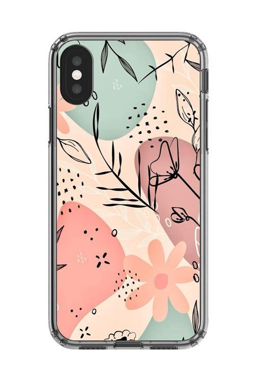 İphone X Uyumlu Şeffaf Kılıf Çiçek Tasarımlı