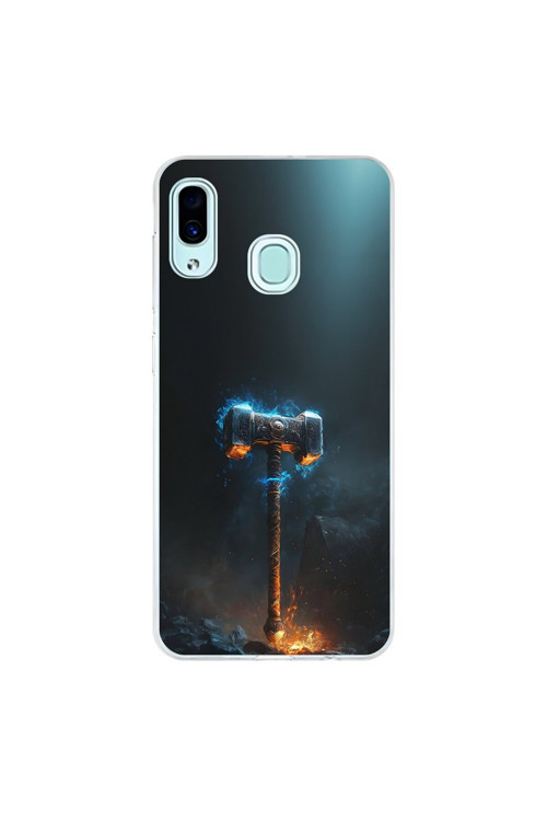 Samsung Galaxy A30 Uyumlu Şeffaf Kılıf Çekiç Tasarımlı