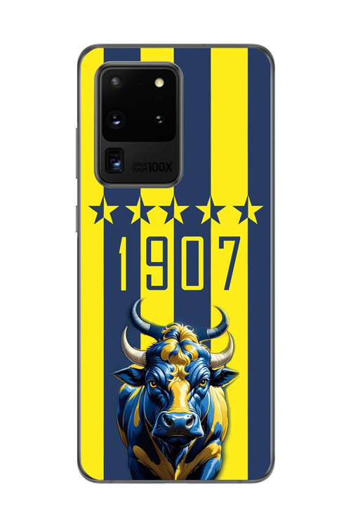 Samsung Galaxy S20 Ultra Uyumlu Şeffaf Kılıf Şeffaf 1907 Boğa Tasarımlı