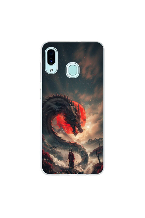 Samsung Galaxy A30 Uyumlu Şeffaf Kılıf Samurai 3 Tasarımlı