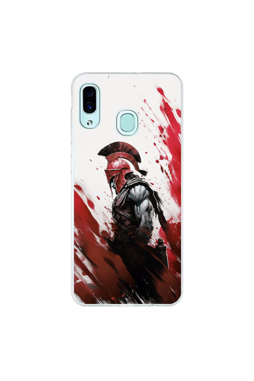 Samsung Galaxy A30 Uyumlu Şeffaf Kılıf Spartan 1 Tasarımlı