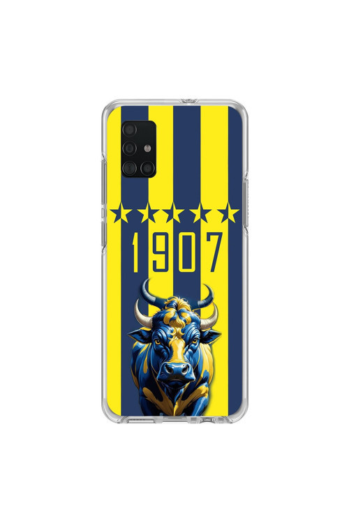 Samsung Galaxy A71 Uyumlu Şeffaf Kılıf 1907 Boğa Tasarımlı