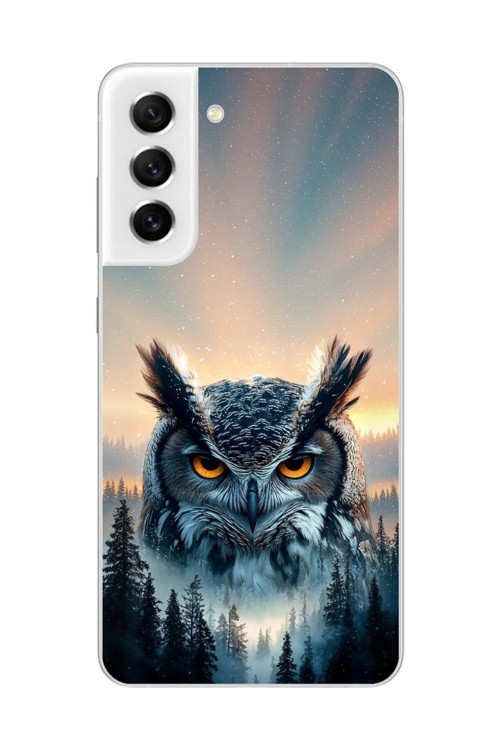 Samsung Galaxy S21 Fe Uyumlu Şeffaf Kılıf Baykuş Tasarımlı