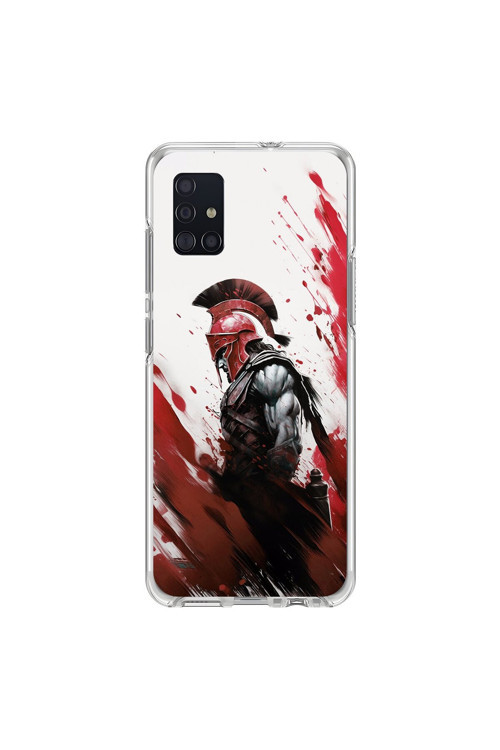 Samsung Galaxy A51 Uyumlu Şeffaf Kılıf Spartan 1 Tasarımlı
