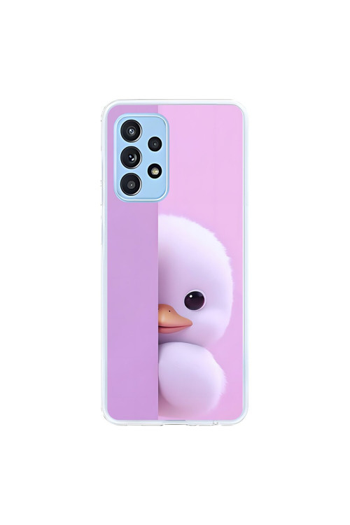 Samsung Galaxy A52 Uyumlu Şeffaf Kılıf 3 Peluş Ördek Tasarımlı