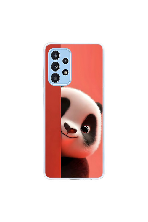 Samsung Galaxy A52 Uyumlu Şeffaf Kılıf 4 Peluş Panda Tasarımlı