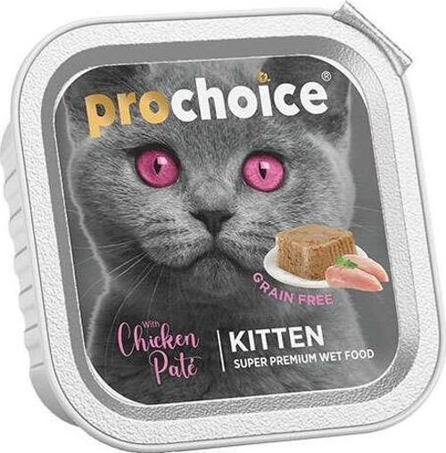 Pro Choice Kitten Pate Tavuk Etli Tahılsız Yaş Yavru Kedi Maması 100 Gr