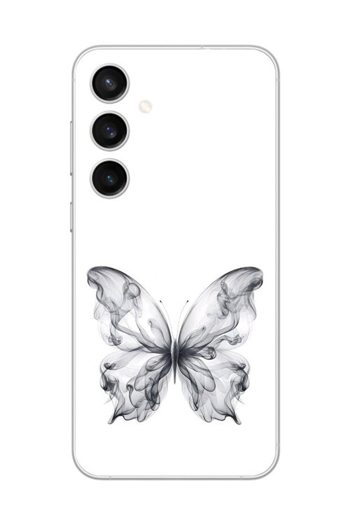 Samsung Galaxy S23+ Uyumlu Şeffaf Kılıf Dumanlı Kelebek Tasarımlı