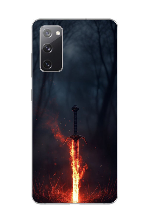 Samsung Galaxy S20 Fe Uyumlu Şeffaf Kılıf Kılıç Tasarımlı