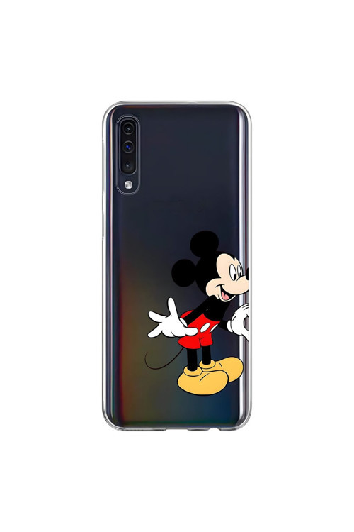 Samsung Galaxy A70 Uyumlu Şeffaf Kılıf Couple Mickey 1 Tasarımlı
