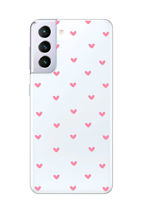 Galaxy S21+ Uyumlu Şeffaf Kılıf Şeffaf Kalp 1 Tasarımlı
